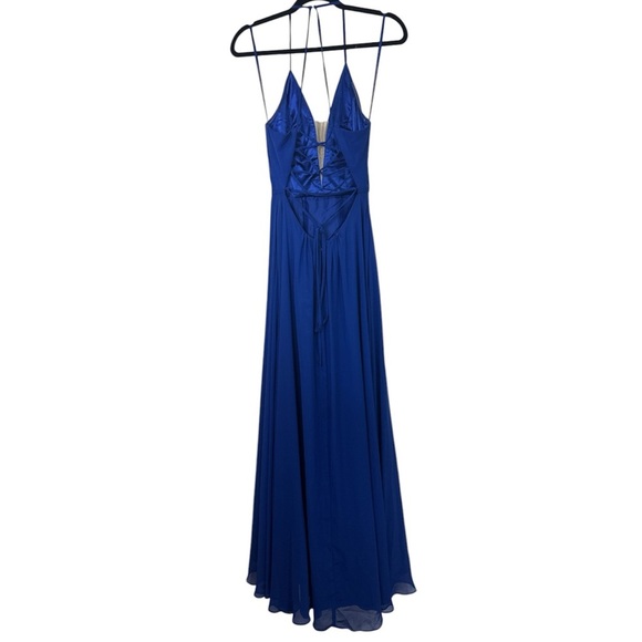 Betsey & Adam Dress Lace Up Back Plunging Front EUC Size 2 Royal Blue Women’s - Picture 3 of 15